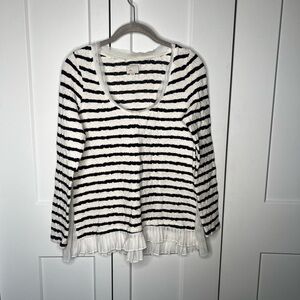 Anthropologie Postmark Walkwrite Striped Long Sleeve Top Women's Size Medium